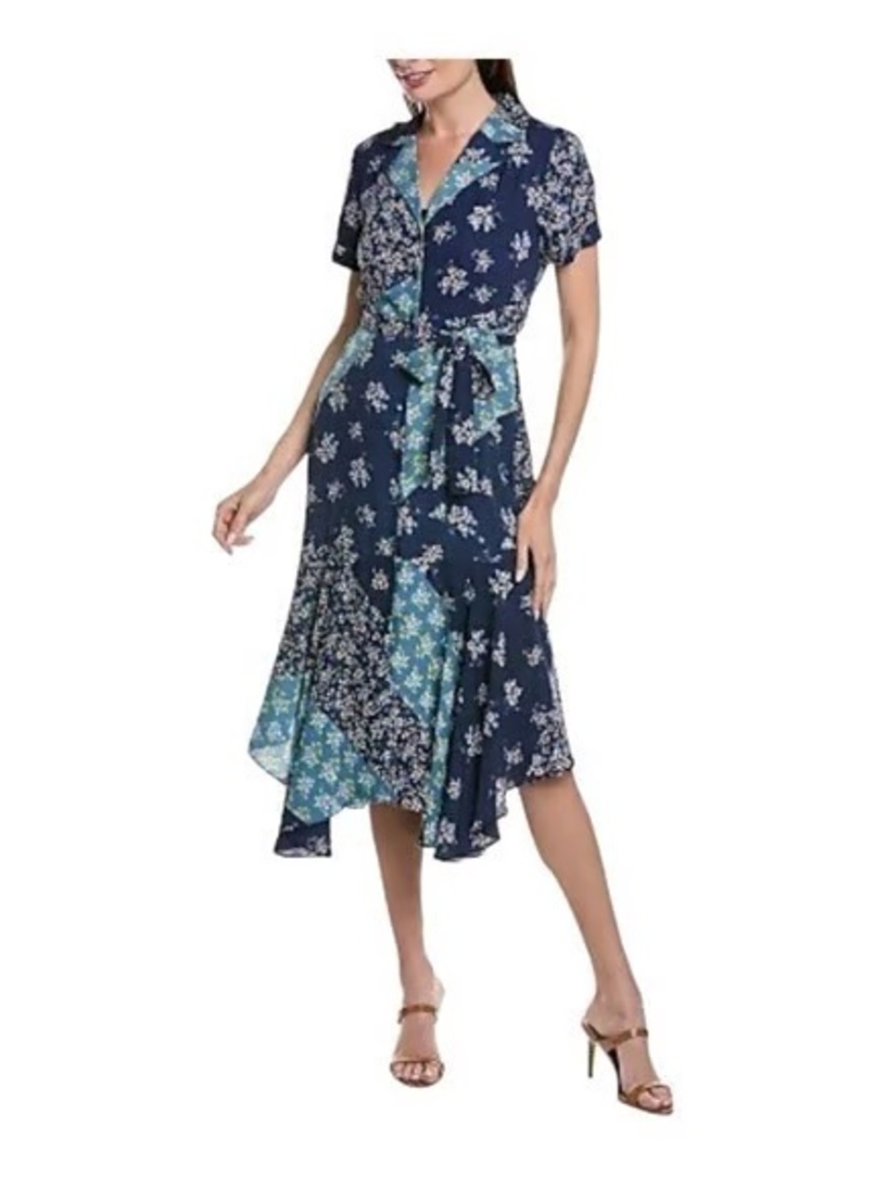 Nanette Lepore patchwork asymmetrical dress missing tie